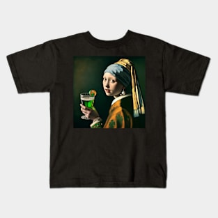 St. Paddy's Pearl: Girl with a Pearl Earring St. Patrick's Day Celebration Kids T-Shirt